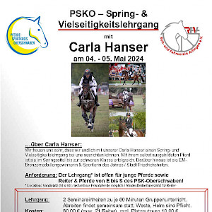 Spring- und Vielseitigkeitslehrgang in der Planung beim RFV Ailingen am 04. +05. Mai 2024 - mit unserer Carla Hanser!