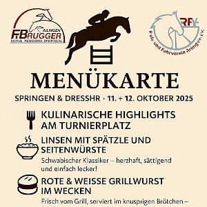 Turnier im Countdown - wir informieren: unsere Gastro ... Menükarte am Turnierplatz!